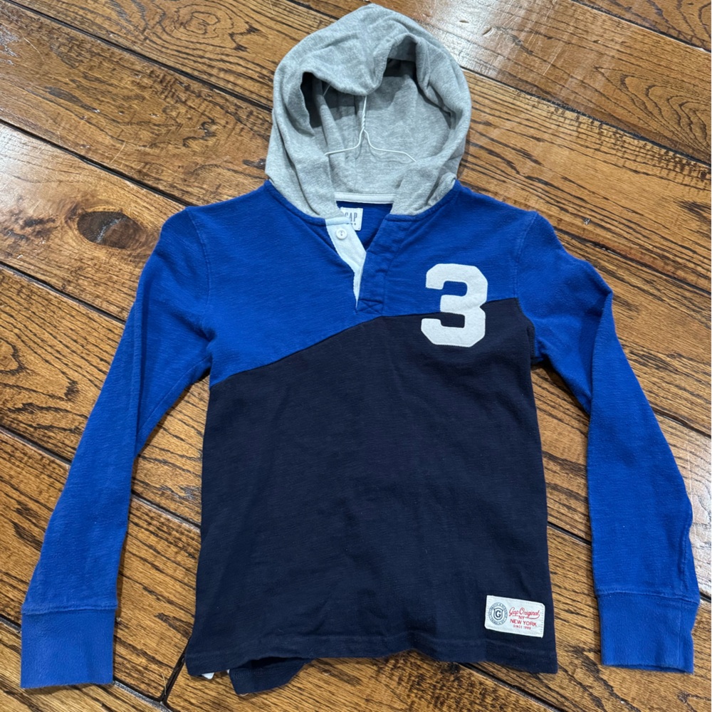 Gap Kids Boys Rugby Style Hooded Top Size Medium